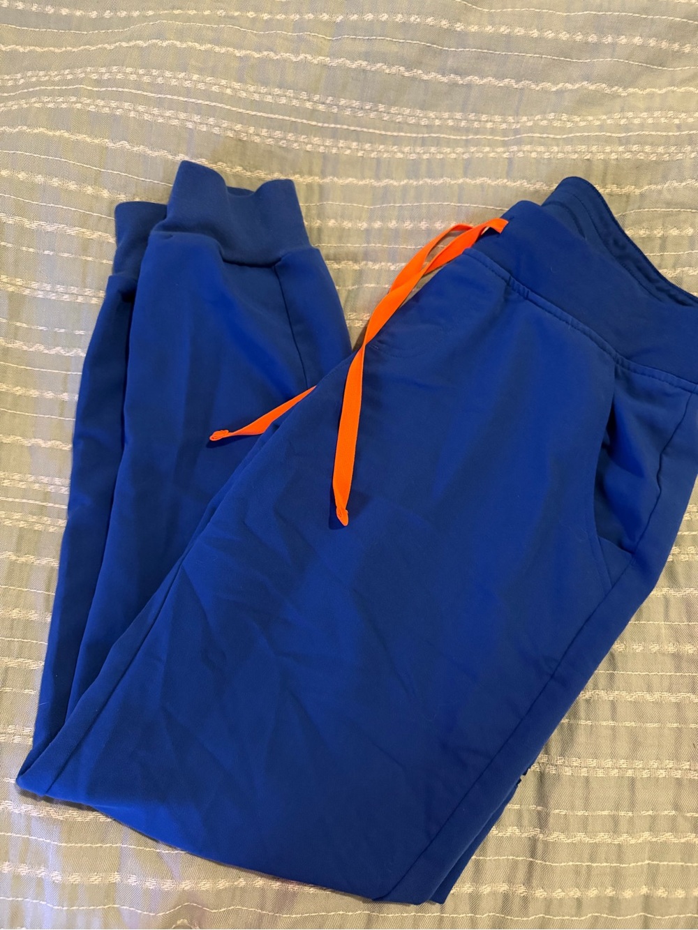 Women’s Royal Blue Jogger Scrub Pants with Orange Drawstring